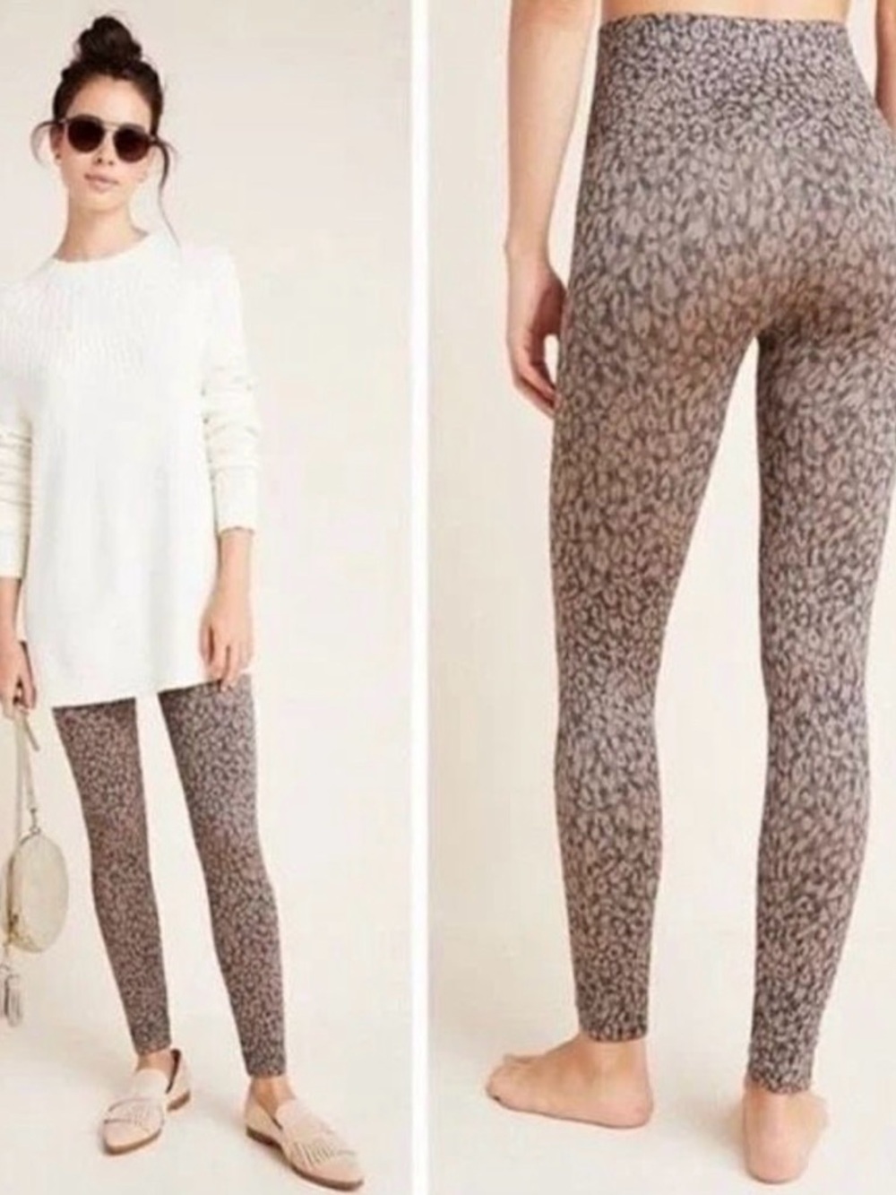 Spanx Look At Me Now Mini Leopard Print High Waisted Seamless Leggings XL EUC
